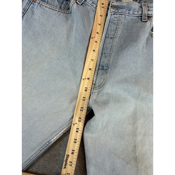 Levis Jeans Mens Size 34 Blue Denim Button Fly Straight Leg Grunge Streetwear - Picture 3 of 10